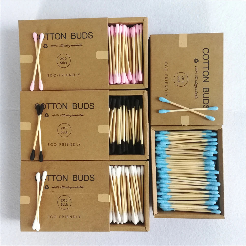 200pcs Bamboo Cotton Buds – Eco-Friendly & Biodegradable