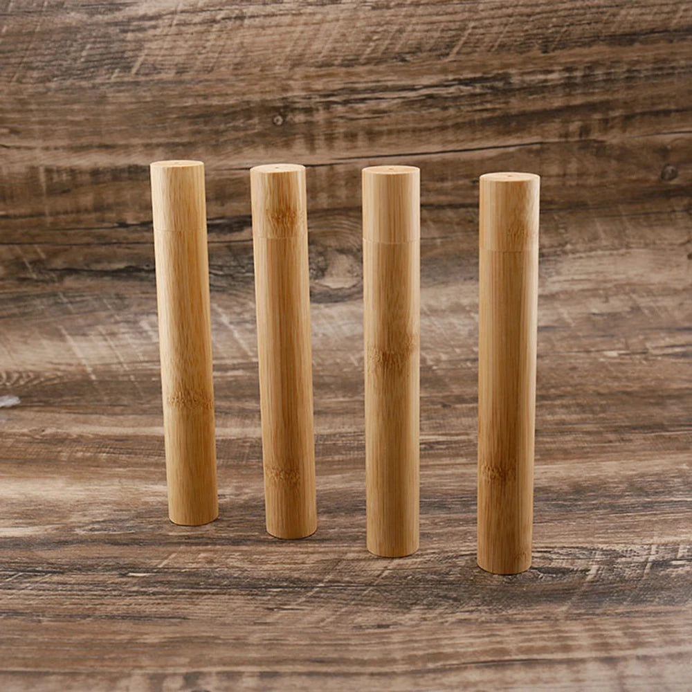 Four cylindrical wooden objects