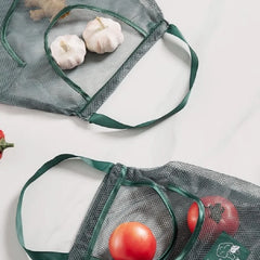 Reusable Mesh Storage Bag with garlic and tomatoes
