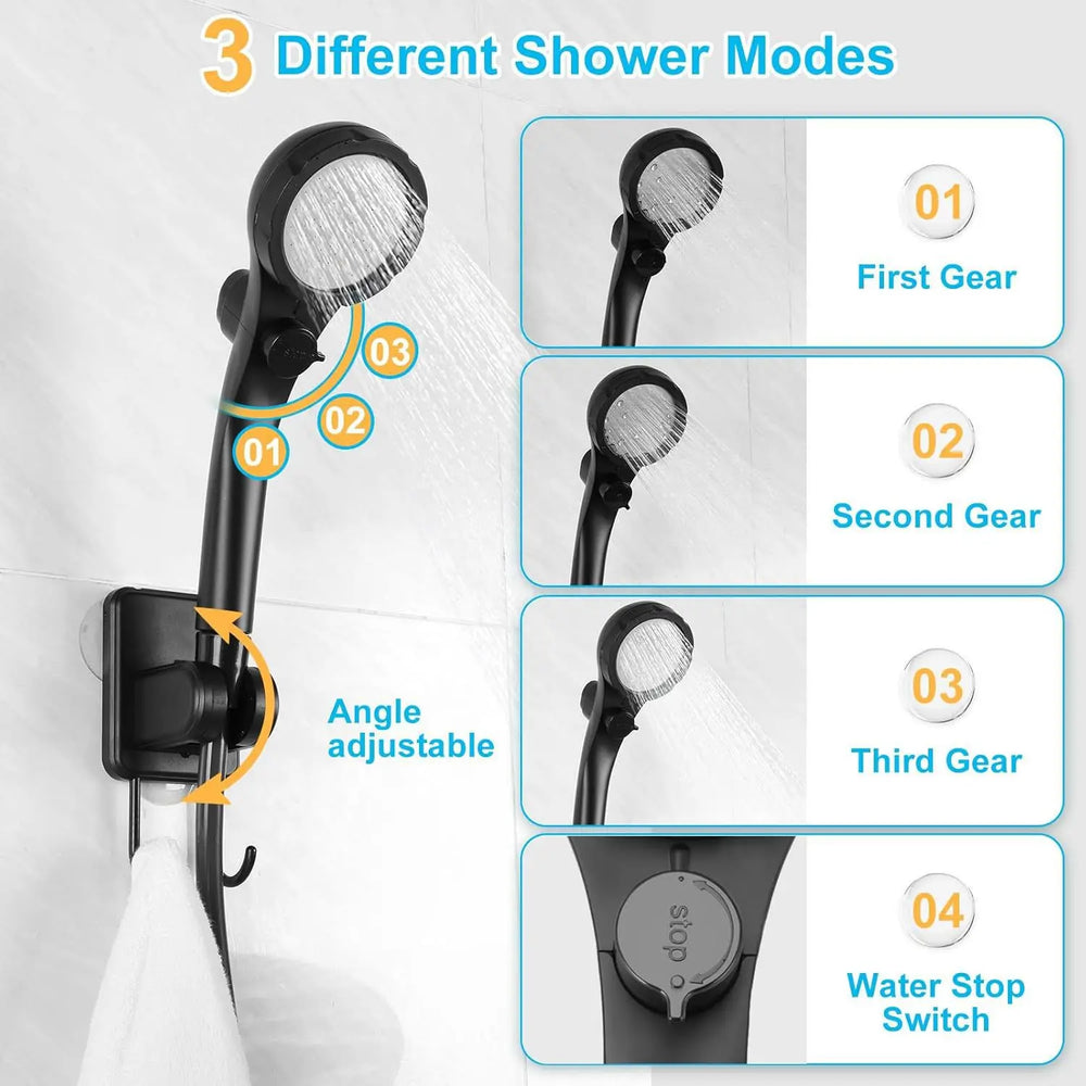 Handheld shower with three different spray modes