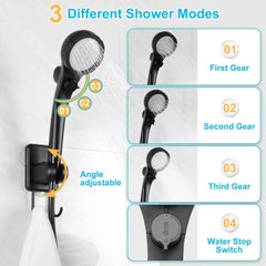 Handheld shower with three different spray modes