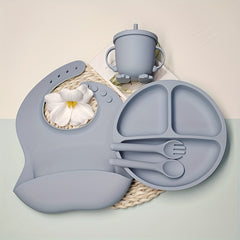5pcs Silicone Baby Tableware Set – BPA-Free Self-Feeding Kit
