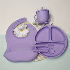 5pcs Silicone Baby Tableware Set – BPA-Free Self-Feeding Kit