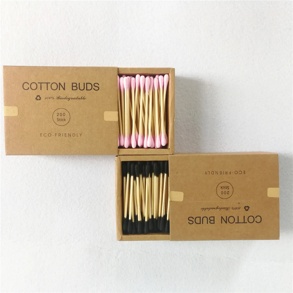 200pcs Bamboo Cotton Buds – Eco-Friendly & Biodegradable