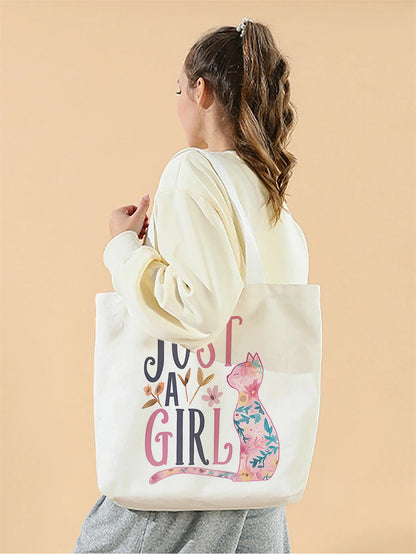 Reusable Printed Cat Canvas Tote Bag