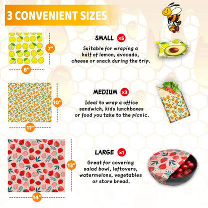 Reusable Beeswax Food Wraps (3pcs)