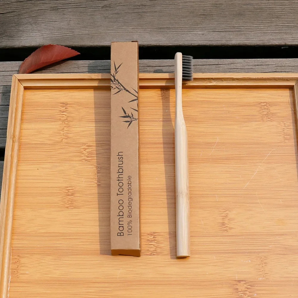 Bamboo toothbrush and packaging 