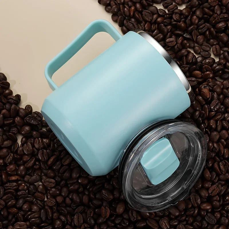 Light blue Insulated Coffee Mug coffee beans