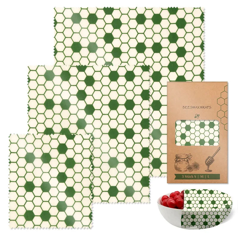 Reusable Beeswax Food Wraps (3pcs)