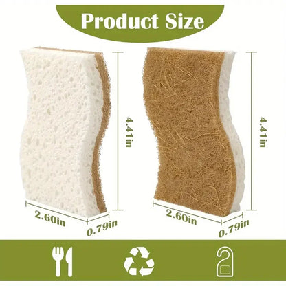 Natural Cellulose & Coconut Kitchen Sponges (6/12 Pack)