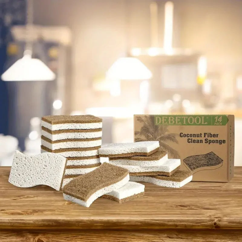 Natural Cellulose & Coconut Kitchen Sponges (6/12 Pack)