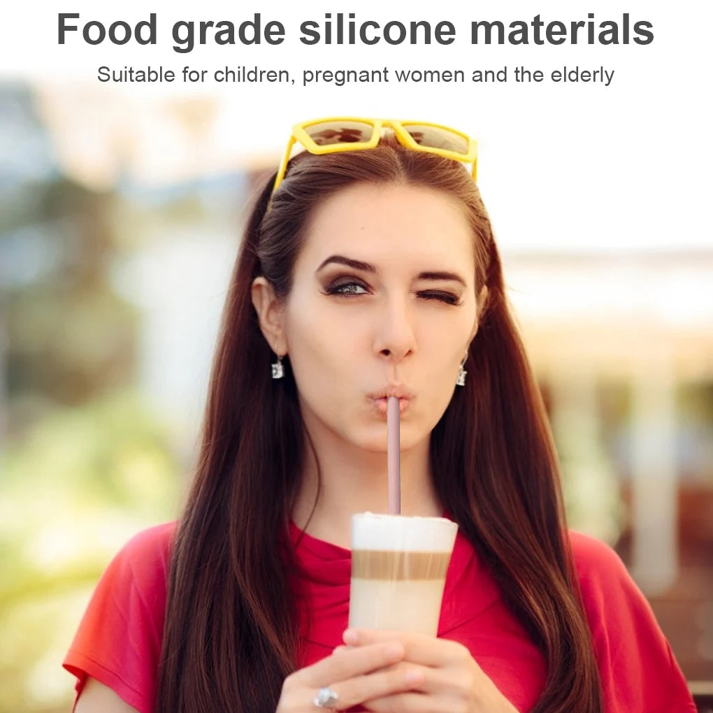 Reusable Silicone Straws with Cleaning Design (6-Pack)