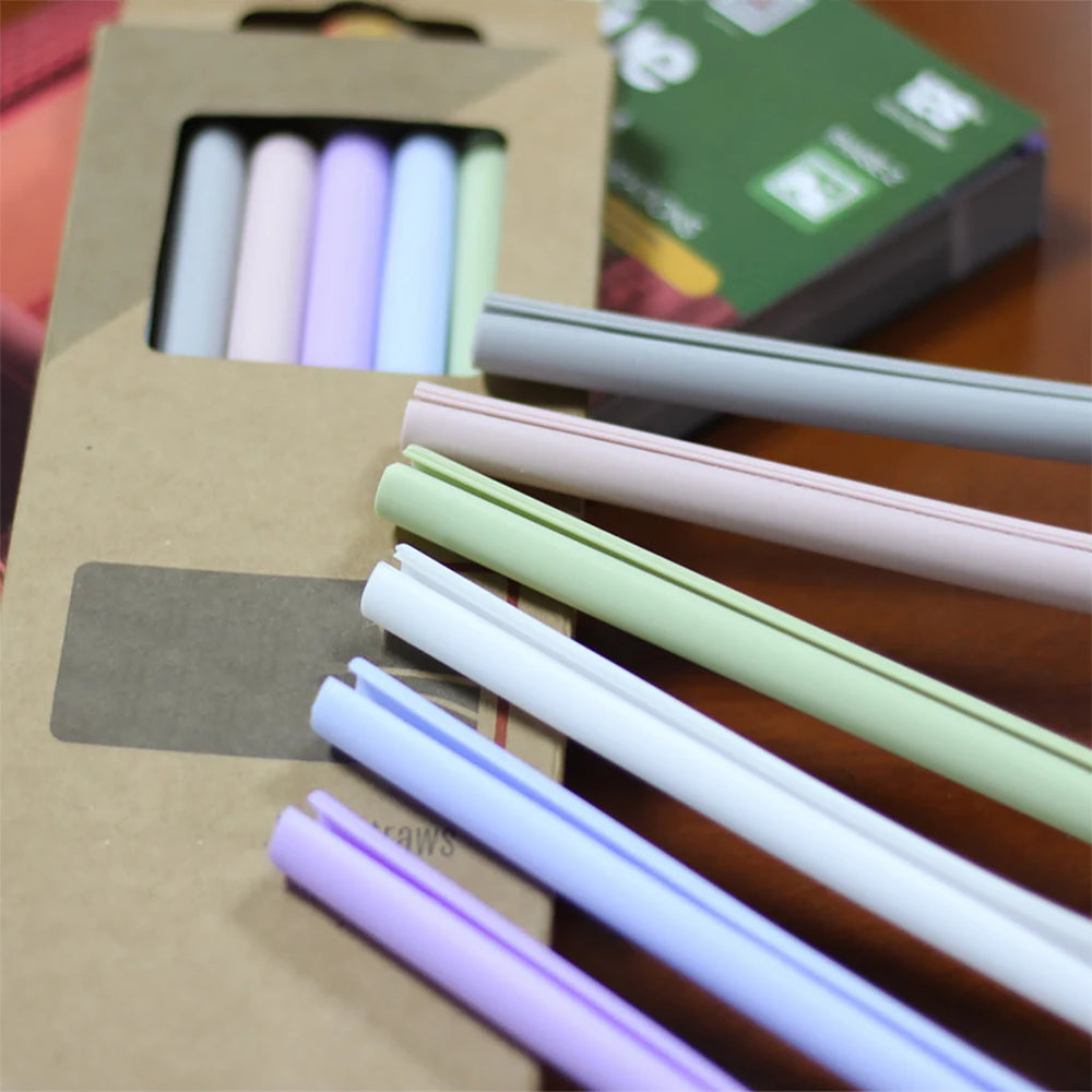 Reusable Silicone Straws (Pack of 6) – Plastic-Free, Eco-Friendly Drinking