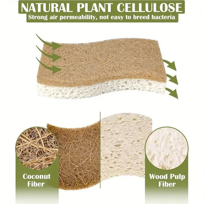 Natural Cellulose & Coconut Kitchen Sponges (6/12 Pack)