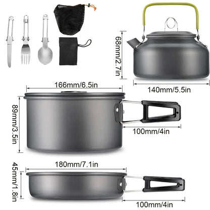 Portable Camping Cookware Set with Tableware